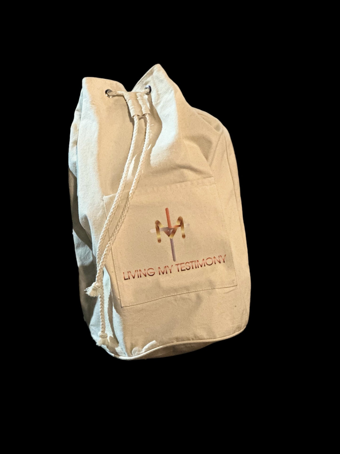 2024 Living My Testimony Canvas Drawstring Backpack